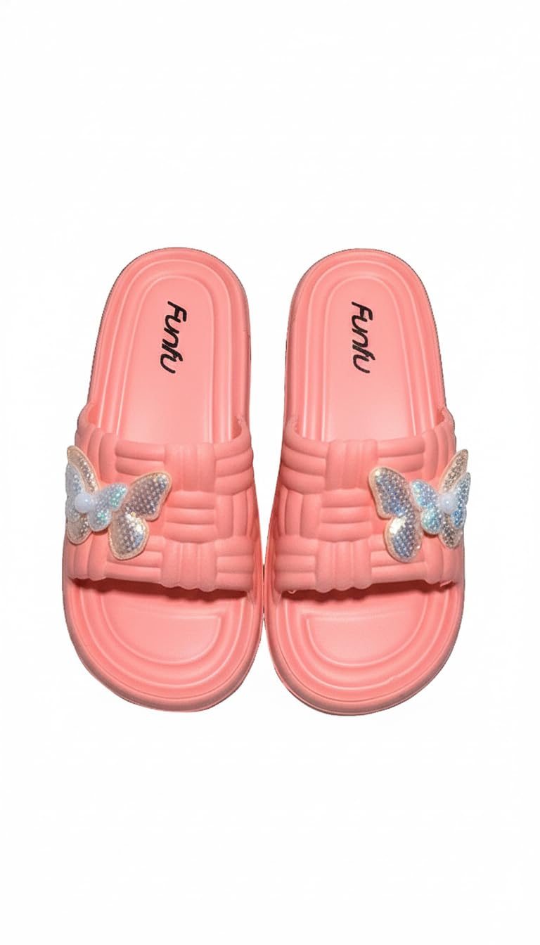Women’s Black EVA Platform Slippers with Butterfly Appliqué Cushioned Slip-On Sandals for everyday Wear