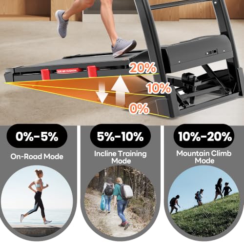 Image of Folding Incline Treadmill for Home, 330 /400 lb Capacity, 9 /10 MPH | 15% /20% Auto Incline, 16.9 inch /18.5 inch Wide Belt, Bluetooth Speakers, APP Connectivity, LED Touchscreen, Brushless Fan