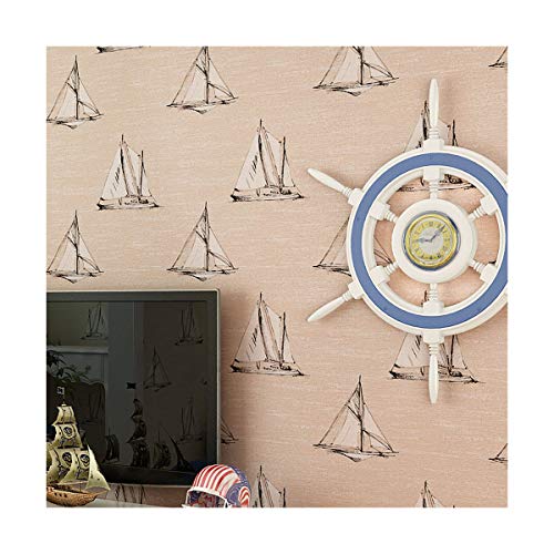 T-QZZQ Mediterráneo dibujos animados de la habitación de los niños de la habitación cálido no tejido wallpaper chico chica dormitorio wallpaper, amarillo