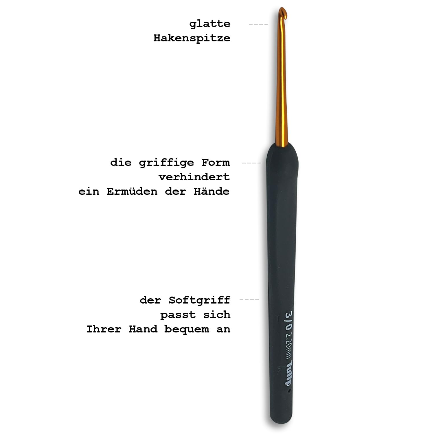 Ommi Ergonomische Haaknaalden | Handgemaakte 7 Haakhaak | Breinaald, Craft Garen Weave | Beste cadeau! (Oranje & Zwart, 4 mm