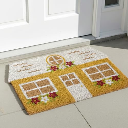 Image of HOKIPO Natural Coir Welcome Door Mat for Home and Office - 46x71cm, Earthly Home (IN-1078)