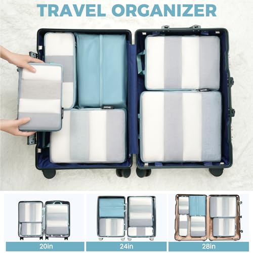Image of BAGAIL 6 Set Ultralight Compression Packing Cubes Packing Organizer for Travel Accessories Luggage Suitcase Backpack