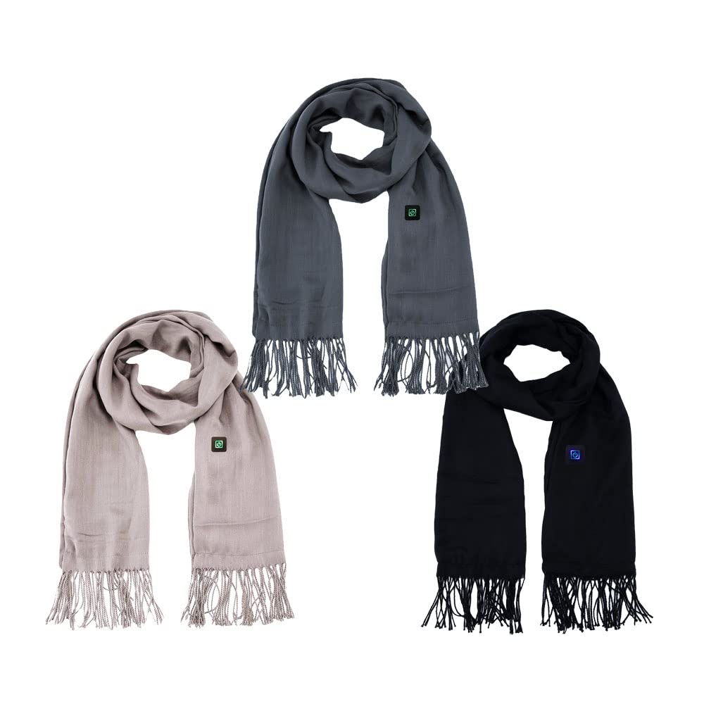 TopHomer Sciarpa riscaldata elettrica con cuscinetto riscaldante del collo USB, involucro del collo più caldo invernale per cappotto autunno inverno vestito donna uomo, Grigio+Beige+Nero, L