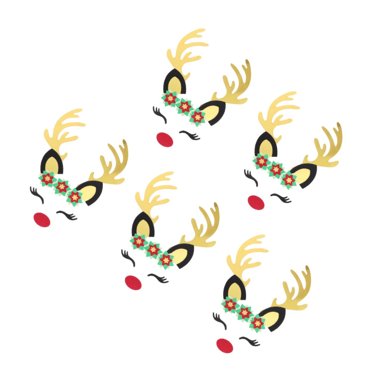 ULDIGI 5 Sets props Christmas Deer Cake Picks paper Xmas Cake Toppers sika deer antlers cake plug-in decorate Dessert Insert Card ear Deer Cake Inserts to bake Insert card
