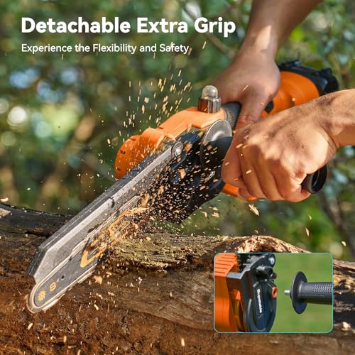 Image of Mini Chainsaw Cordless, 8 Inch & 6 Inch Electric Chainsaw Battery Powered, 1000W Brushless Handheld Power Chain Saw with 2 Batteries, Small Tree Saw for Branch Trimming Wood Cutting