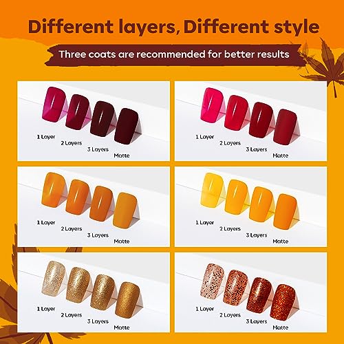 Image of modelones Fall Nail Polish Set, 6 Colors Quick Dry, Nail Art Kit