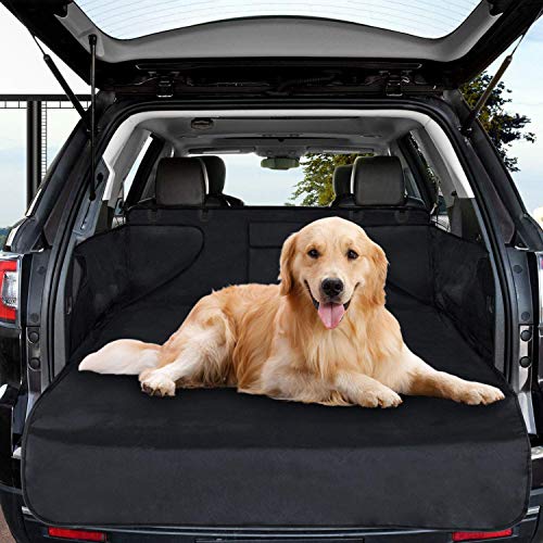 Preisvergleich Produktbild Marysa Kofferraumdecke für Hunde, Kofferraumschutz Hunde Auto Universal Kofferraumschutzmatte Wasserdicht mit Seitenschutz Hundenapf Fronttasche für Autos SUVs, Schwarz, 105 x 175 cm