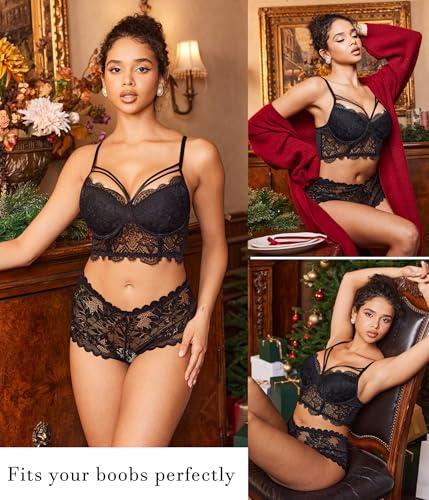 Avidlove Lace Bralette for Women V Neck Camisoles Adjustable Strap Two Layer Crop Top Bustier Tops4