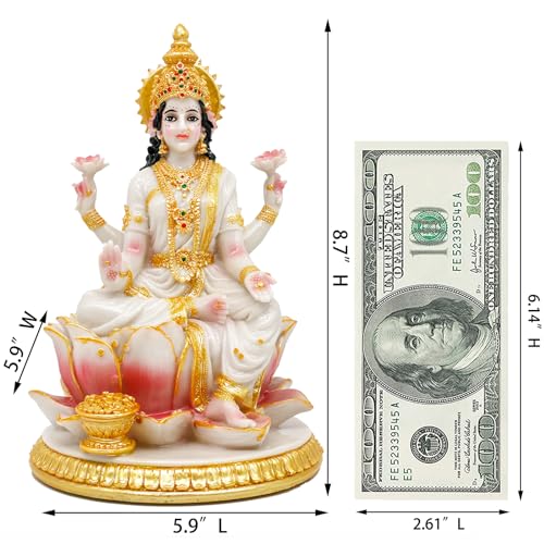 Estatua Diosa Lakshmi India 8.7 in Resina Decorativa miniatura 4