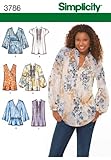 Simplicity Sewing Pattern 3786 Misses Tops, R5 (14-16-18-20-22)