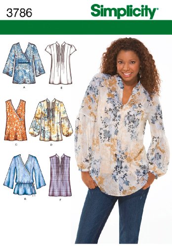Simplicity Sewing Pattern 3786 Misses Tops, R5 (14-16-18-20-22)