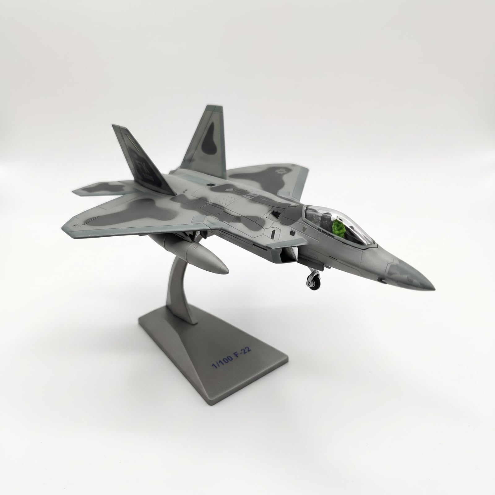 Modellino Aereo da Combattimento in Lega Jet da Caccia Aeromodello Miniatura Lega Resistente con Supporto Espositivo Design con Doppie Derive