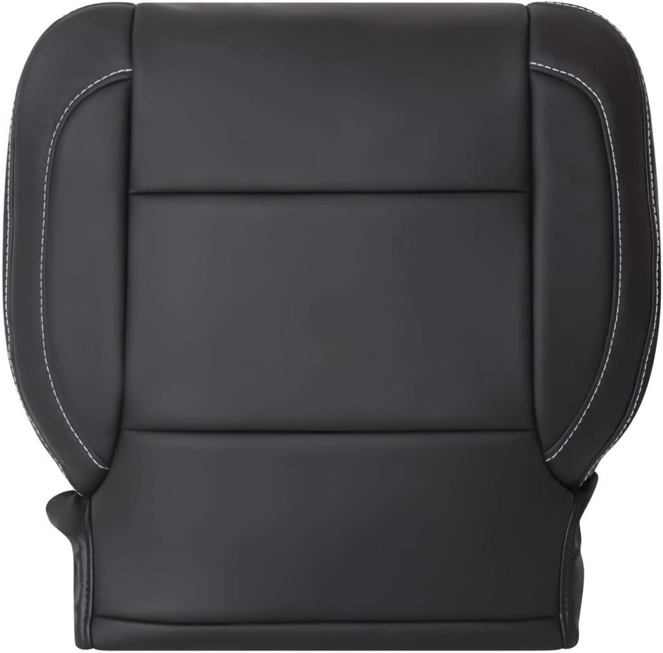 Driver or Passenger Side Top Back Non-Perforated Leather Seat Cover Black Compatible with Chevy Silverado Tahoe GMC Sierra 1500 2500HD 3500HD 2014-2019