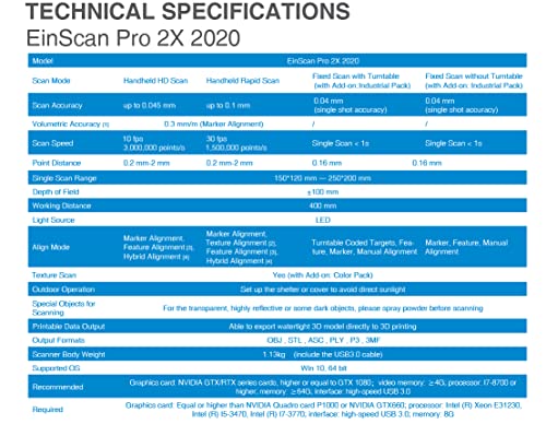 Image of New Einscan Pro 2X 3D Scanner with Tripod & Turntable Premium Edition with Handheld HD Feature Alignment 0.2mm Resolution for Reverse Engineering, Manufacturing, Design, Art, Medical, Education