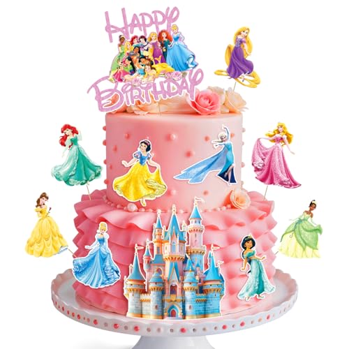 Princess Cake Topper, Princess Cake Decorations Prin cess Cake Toppers, Fantastic Happy Birthday Prin cess Cake Topper, Prin cess Cake Toppers for Girls Birthday Baby Shower Party