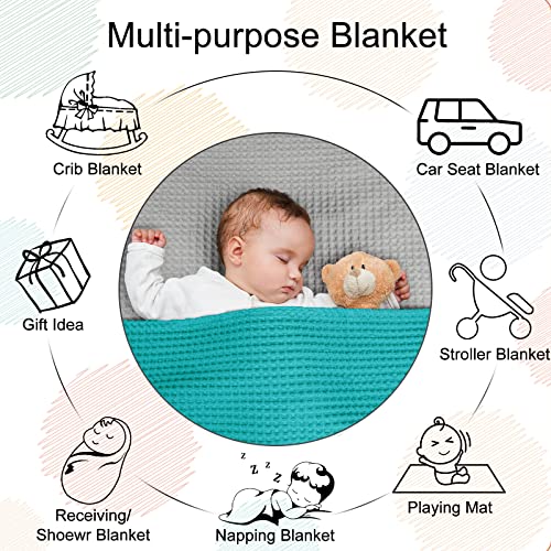 Image of PHF Pre-Washed Cotton Waffle Weave Blanket Baby Size,Snag Proof Throw for Spring Summer,Lightweight Breathable 30x40,Oeko-TEX Certified for Bed,Machine Washable, Home Decor Gift,Teal | Pre-washed Natural Soft Cozy Summer Throw for Hot Sleepers, Textured Decorative Layer for Couch Sofa Guest Room, Giftable