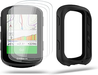 Screen Protector for Garmin Edge 840 Solar/Edge 540 GPS (3+1pack) and Silicone Case Cover,Tempered Glass Film Anti-Scratch High Definition Full Coverage