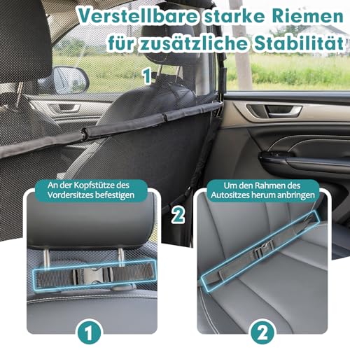 Snagle Paw Hundegitter Auto,127cm Breit Kofferraum Trenngitter für 2 und 3 Reihe Reihen Sitze & Laderaum,Rücksitz Hundenetz Auto,Trenngitter Kofferraum mit Durchsichtigem Maschennetz für LKW, SUV