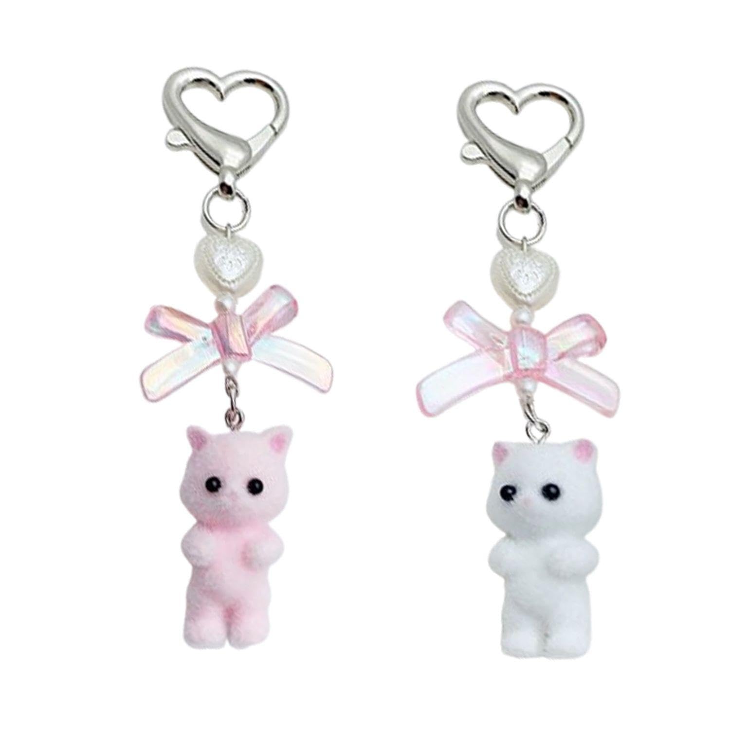 2 Pieces of Kitten Keychains, Cute Three-Dimensional Keychains, Schoolbag Charms, Bag Charms, Pendant Accessories