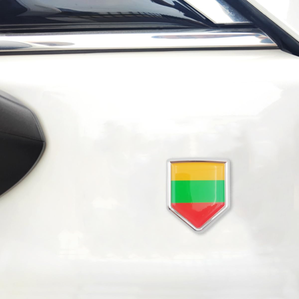 Lithuania Flag Chrome Emblem Decal Sticker – Car Auto Bike Badge, Peel & Stick