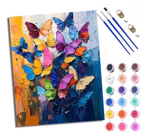 WXRWANG Pintura por Números para Adultos Mariposa de fantasía Pintura al óleo digital para adultos de Cuadro para Pintar por Números con Lienzo al óleo de Adecuado para principiantes