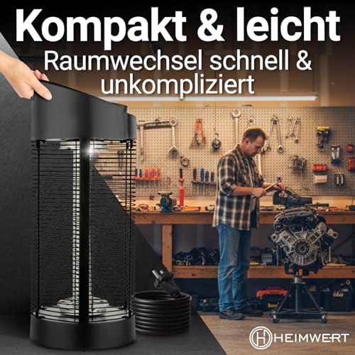 Bild 5 - Infrarot Stand Heizstrahler – Sofortige Wohlfühlwärme für Terrasse & Innenbereich, mobil & effizient, geräuschlos & allergikerfreundlich - Testurteil Sehr gut (56cm Höhe)