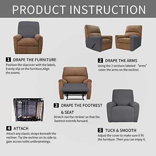 Easy-Going DHS1564 Recliner Stretch Sofa Slipcover Sofa Cover 4-Pieces Furniture Protector Couch Soft thumb #4