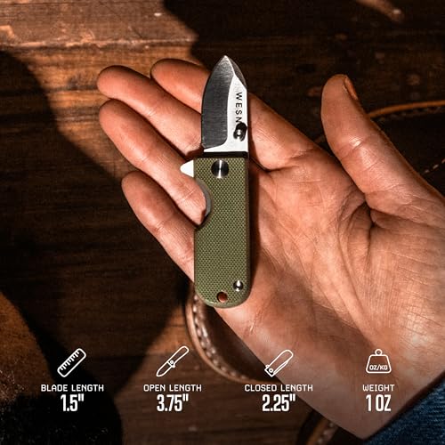 Image of WESN Microblade Folding Pocket Knife, OD Green G10 x Titanium