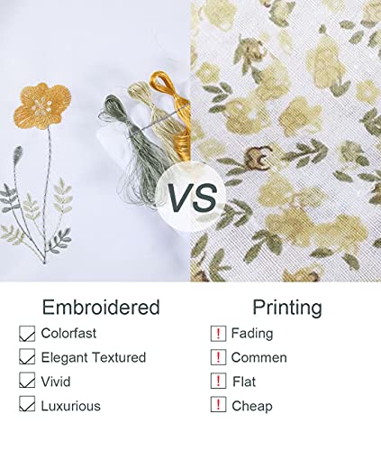 Chlophy King Size Duvet Cover Sets White Yellow Floral Bedding Set Embroidered Flower Cottagecore Elegant Botanical Wildflower French Country Cottage Fresh Summer Blossom - Image 4