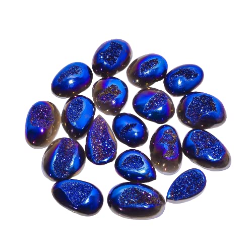 Cabujones de piedras preciosas Drusy de titanio azul para suministros de fabricación de joyas, lote al por mayor, cristales sueltos, bricolaje,