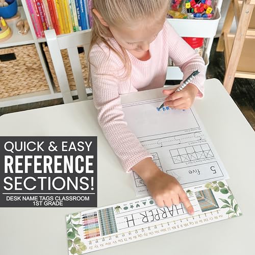 Hadley Designs Desk Name Tags for Classroom –25 Student Name Tags for Desks, 13x3" Name Plates for Classroom Decor, Teacher Supplies, Greenery Nametags, 1st-3rd Grade Kindergarten Preschool Must Haves — view 3