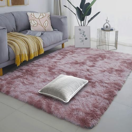 Tapis de salon moelleux antidérapant grand format rose pourpre - 2