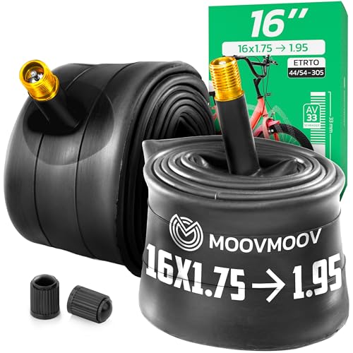 MOOVMOOV Cámara de Aire 16 Pulgadas   para Neumáticos 16x1.75, 16x1.85, 16x1.90 y 16x1.95 con ETRTO 47 305 a 53 305   Válvula Schrader   Pack de 2   Bicicleta y Más