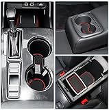 Auovo Cup Holder Insert Liners Compatible with Honda Civic Sedan Accessories 2022 2023 11th Gen Anti Dust Custom Fit Coasters Door Pocket Center Console Mats Interior Trim (Red), 2022+ (AU-102510-N)