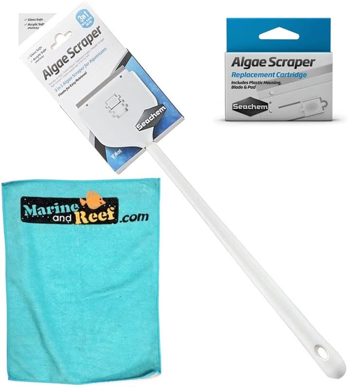 Inland Seas Seachem 18" 3 in 1 Algae Scraper, Replacement Cartridge, & Micro Fiber