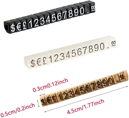 Miniatura 9 de Mollytek 10 juegos de cubos de visualización de precios, etiqueta de precio ajustable para joyería, soporte de contador, número de letras, dólares,