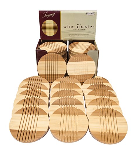 Lowest Price PACK of 24, Picnic Time Bamboo Coasters, Entertaining Tabletop Wine Coasters and Hot and/or Cold Beverage Coasters