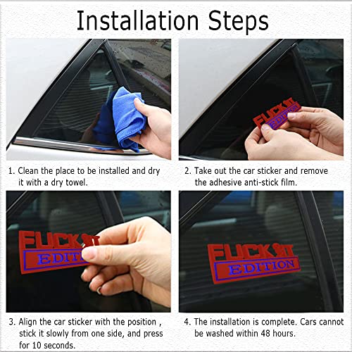 Image of Fuck IT Edition Emblem, Car Exterior Emblems Badge 3D Sticker Decal, Fuck-IT Edition Emblem 3D Fender Badge Decal, 3D Fender Badge Decal Car Truck Replacement, Fit for All Cars (Red Blue)