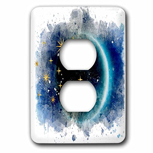 3dRose Image Of Watercolor Moon Eclipse With Stars Art - Light Switch Covers (lsp_318645_6)