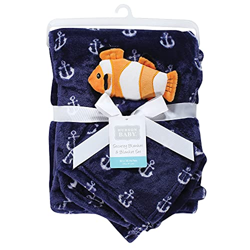Image of Hudson Baby Unisex Baby Plush Blanket with Security Blanket, Clownfish, One Size