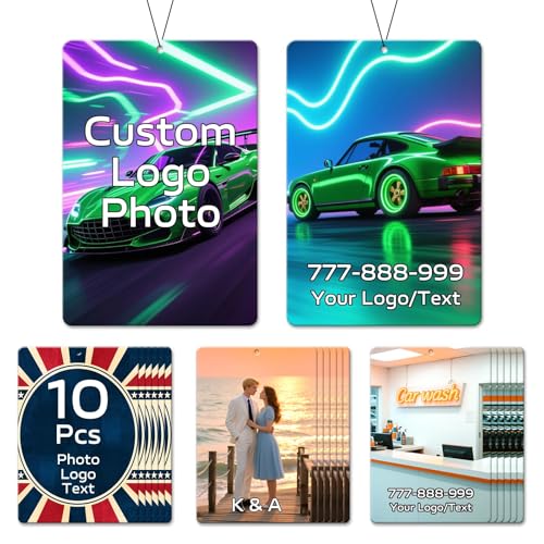 Image of HINFKA Custom Car Air Fresheners for Company Logos | Business Gifts; Event Giveaways; 10-1000 Pcs Bulk Orders; Double-Sided Print; Scent Options Available; Rectangle