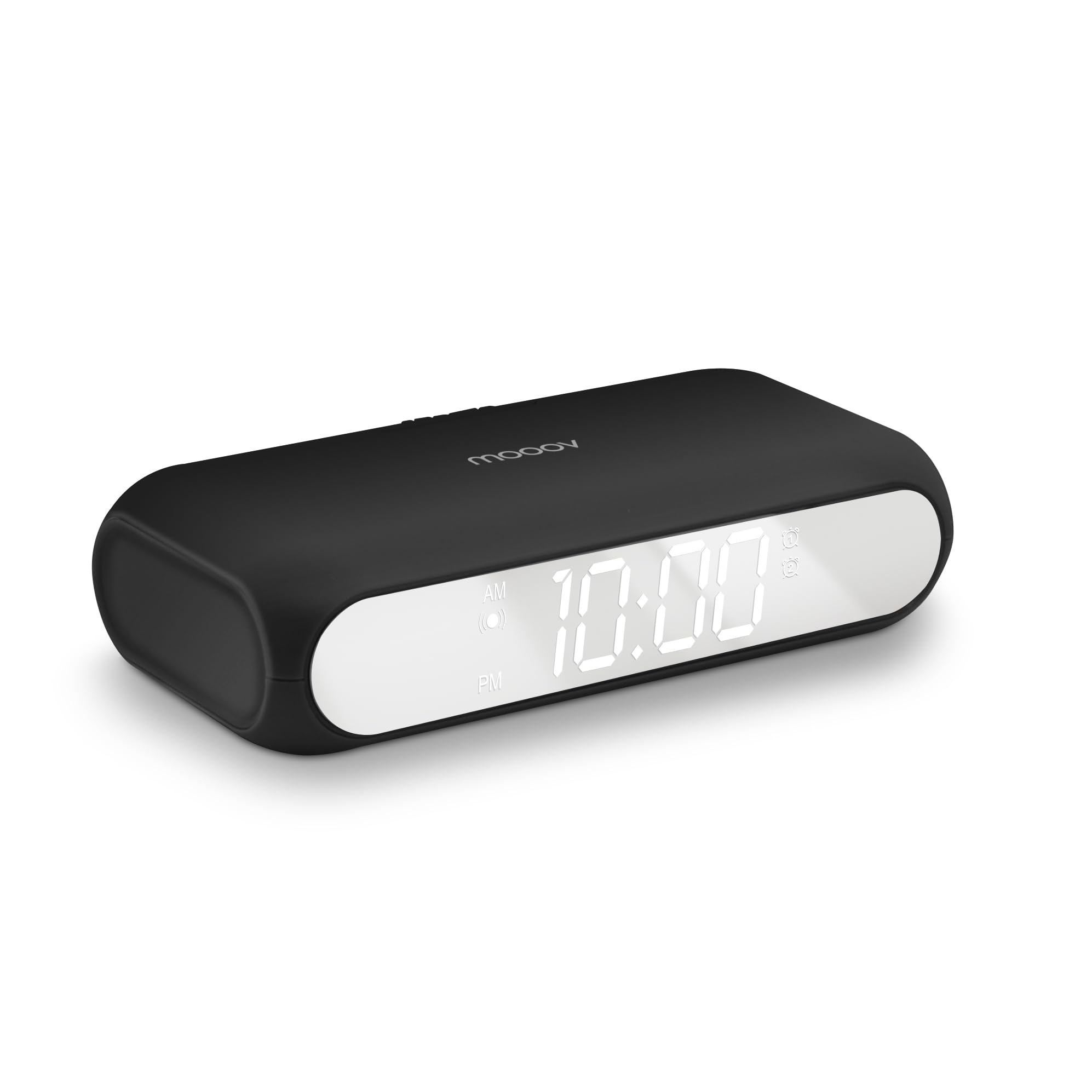 Réveil Chargeur Induction Mooov 10W – Double Alarme, Écran Miroir LED Et Charge Sans Fil !