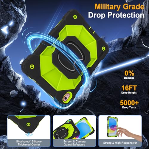 Image of Case for iPad (A16) 11th Generation 11 Inch 2025, Ubearkk for iPad 10th Generation 10.9 inch 2022 case with Screen Protector 360 Degree Rotating Stand Shoulder Strap Pencil Holder, Black Green