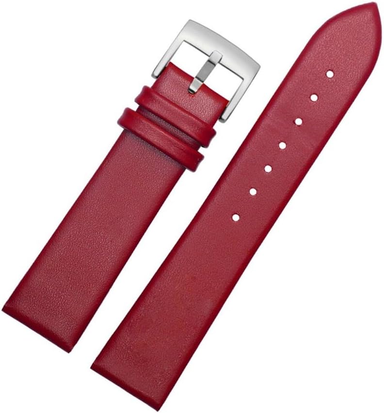 Ultra-thin Soft Calfskin Watch Strap Fit For CK/Rossini/Armani Unisex Bracelet Black/Blue/Red 18mm, 20mm, 22mm