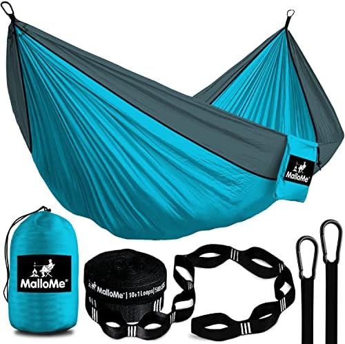 MalloMe Camping Hammock with Straps - Heavy Duty Outdoor Hammocks Portable Hammock 1 & 2 Two Person Double Hammock - Amacas Hamacas Para Adultos & Kids Backpacking Tree Hamock Hammok Hamic Small Large