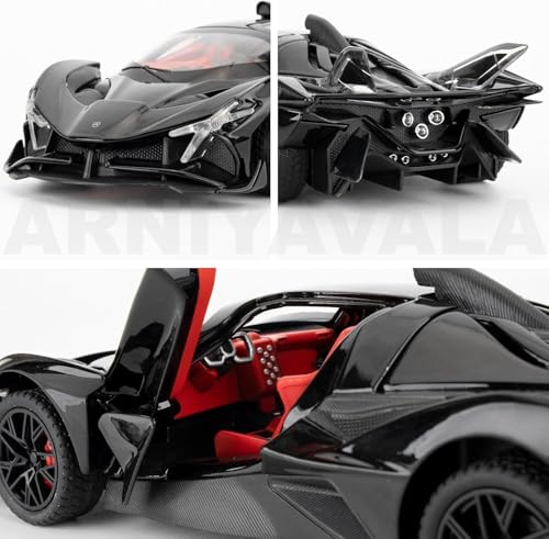 Image of 1 /24 Apollo EVO Alloy Car Model Pull Back Function with Realistic Sound & Bright LED Lights Perfect Toy Car for Kids & Collectors (Black)