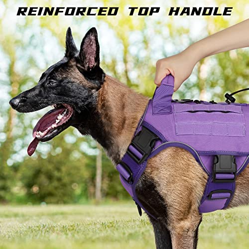 WINGOIN Purple Tactical Dog Harness with Handle Tactical Dog Harness for Large Dogs No Pull Adjustable Pet Harness Reflective K9 Military Service Dog Vest for Walking Hiking Training (L) by WINGOIN - Image 4