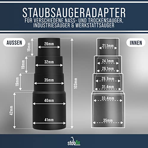 Staubsaugeradapter Schlauchadapter Reduzierstück universal anwendbar für gängige Werkstattsauger (z.B. geeignet für Bosch, Makita, Kärcher) (1)