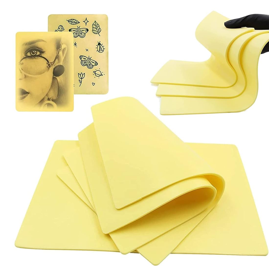 MWUMRCM Piel Sintetica Tatuaje, 10 Piezas de Piel Sintetica Tatuaje 18,8 X 14,8 cm, Silicona de Doble Cara Piel De PráCtica De Tatuaje, Piel Falsa Adecuada para Principiantes y Artistas Tatuadores