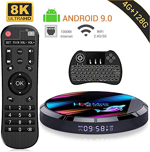 H96 MAX S905X3 Quad-Core 64bit Cortex-A53 Android TV Box Wi-Fi Dual 2,4 GHz/5 GHz Bluetooth 4.0 8 K UHD Smart TV Box avec mini clavier sans fil